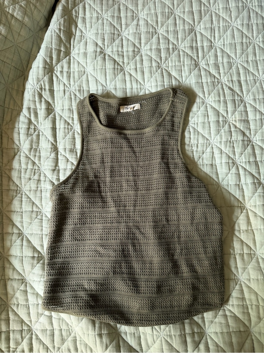Madewell Olive Crochet Knit Tank Top